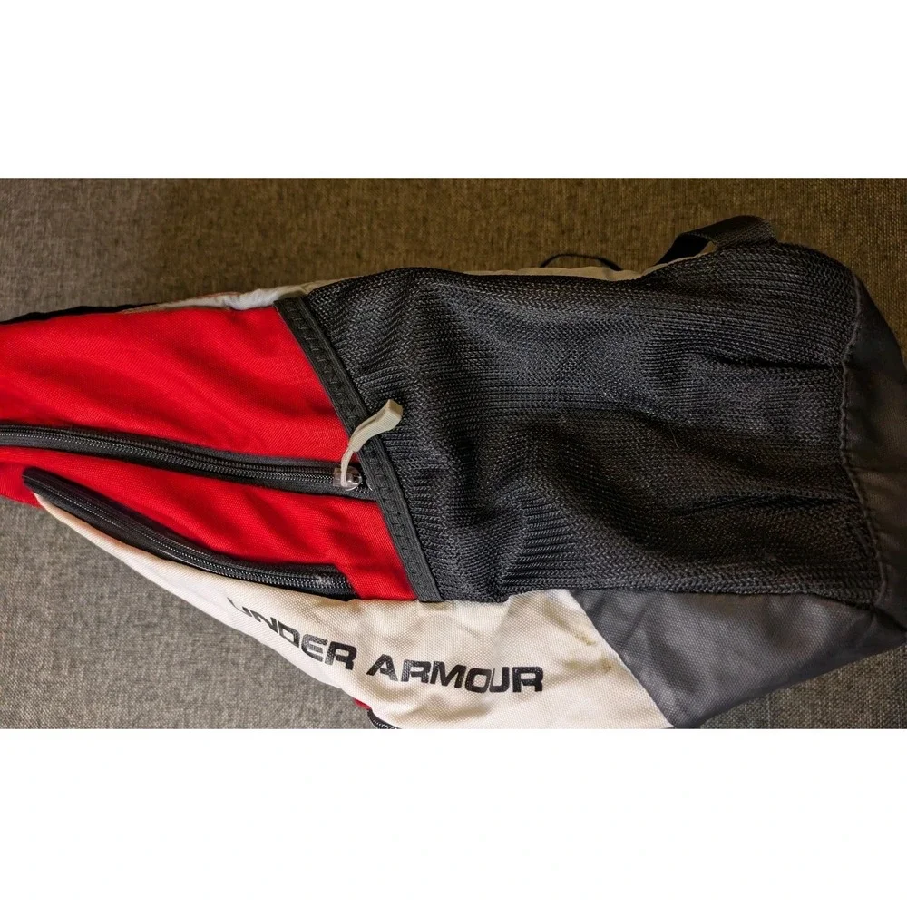 Under Armour Storm Heat Gear Team Hustle Backpack Red Big Logo School Book Bag